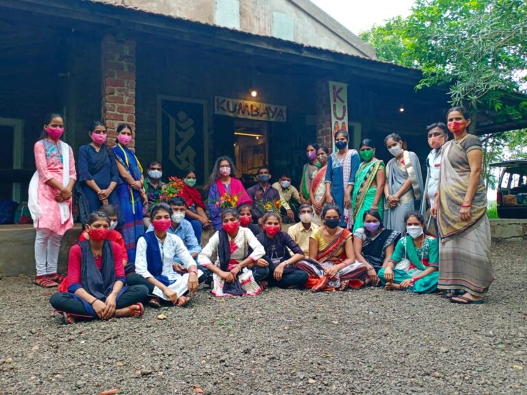 Kumbaya producers outside Nemmkheda Bhavan - Samaj Pragati Sahayog - SPS